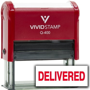 Vivid Stamp Delivered Self Inking Rubber Stamp (Red Ink) - Q-400