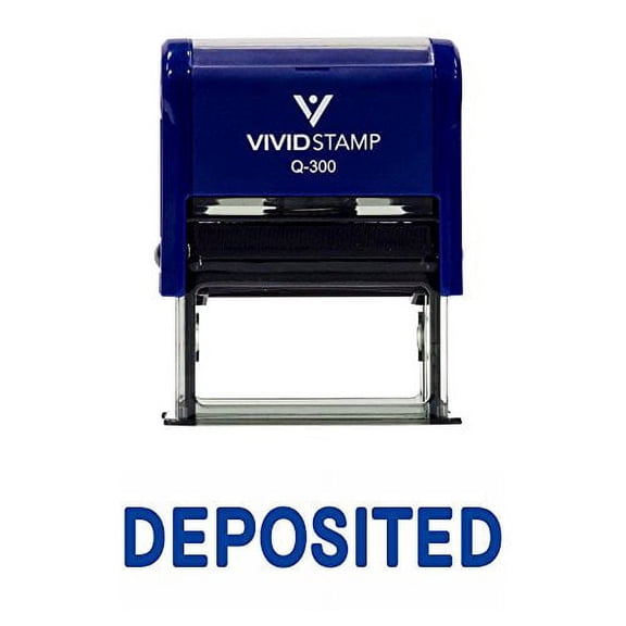 Vivid Stamp Deposited Self Inking Rubber Stamp (Blue Ink) Large