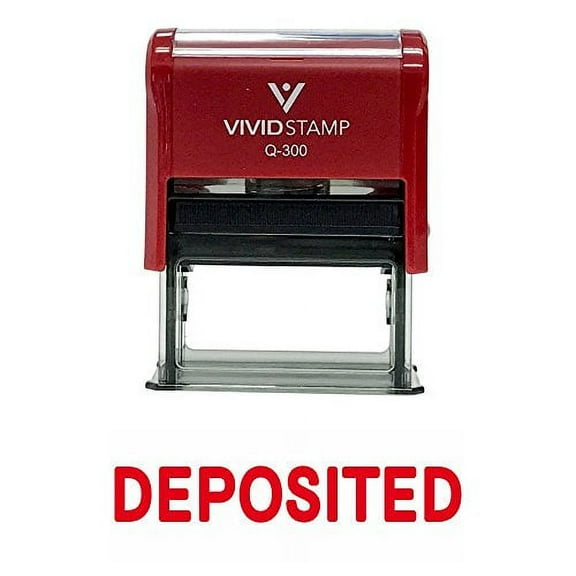 Vivid Stamp Deposited Self Inking Rubber Stamp (Red Ink) Large