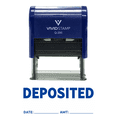 thumbnail image 1 of Vivid Stamp Deposited With Date Amount Line Self Inking Rubber Stamp (Blue Ink) - Medium, 1 of 2