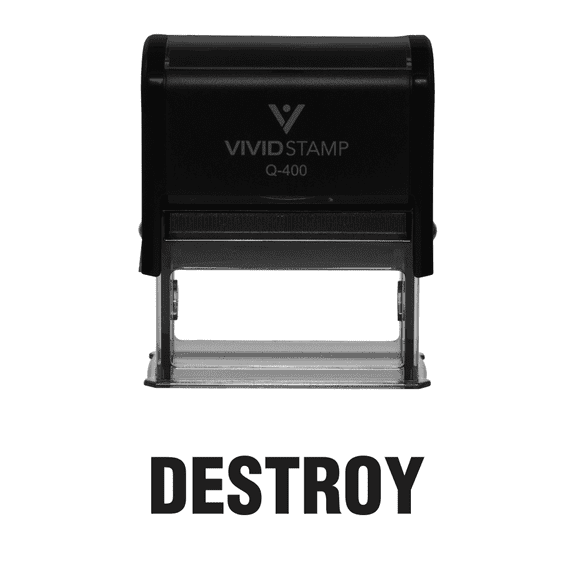 Vivid Stamp Destroy Office Self Inking Rubber Stamp (Black Ink) - X-Large