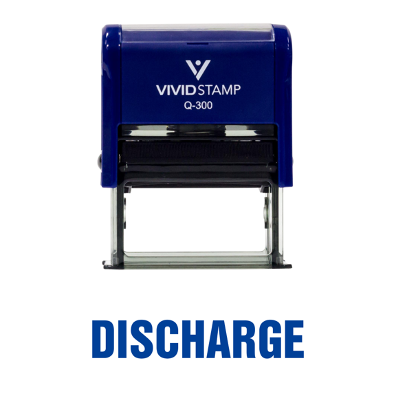 Vivid Stamp Discharge Self Inking Rubber Stamp (Blue Ink) - Large