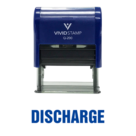 Vivid Stamp Discharge Self Inking Rubber Stamp (Blue Ink) - Medium