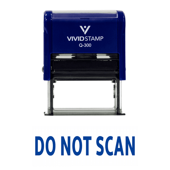 Vivid Stamp Do Not Scan Self Inking Rubber Stamp (Blue Ink) - Large