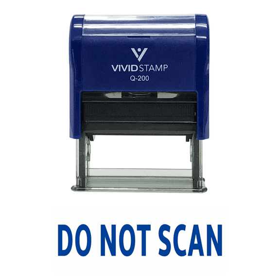 Vivid Stamp Do Not Scan Self Inking Rubber Stamp (Blue Ink) - Medium