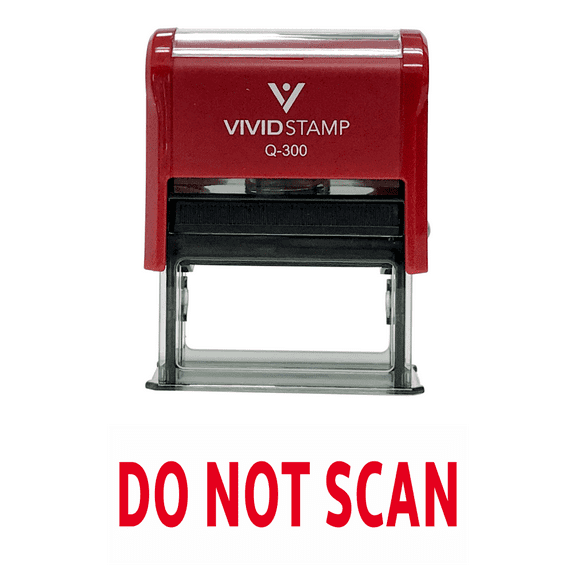 Vivid Stamp Do Not Scan Self Inking Rubber Stamp (Red Ink) - Large