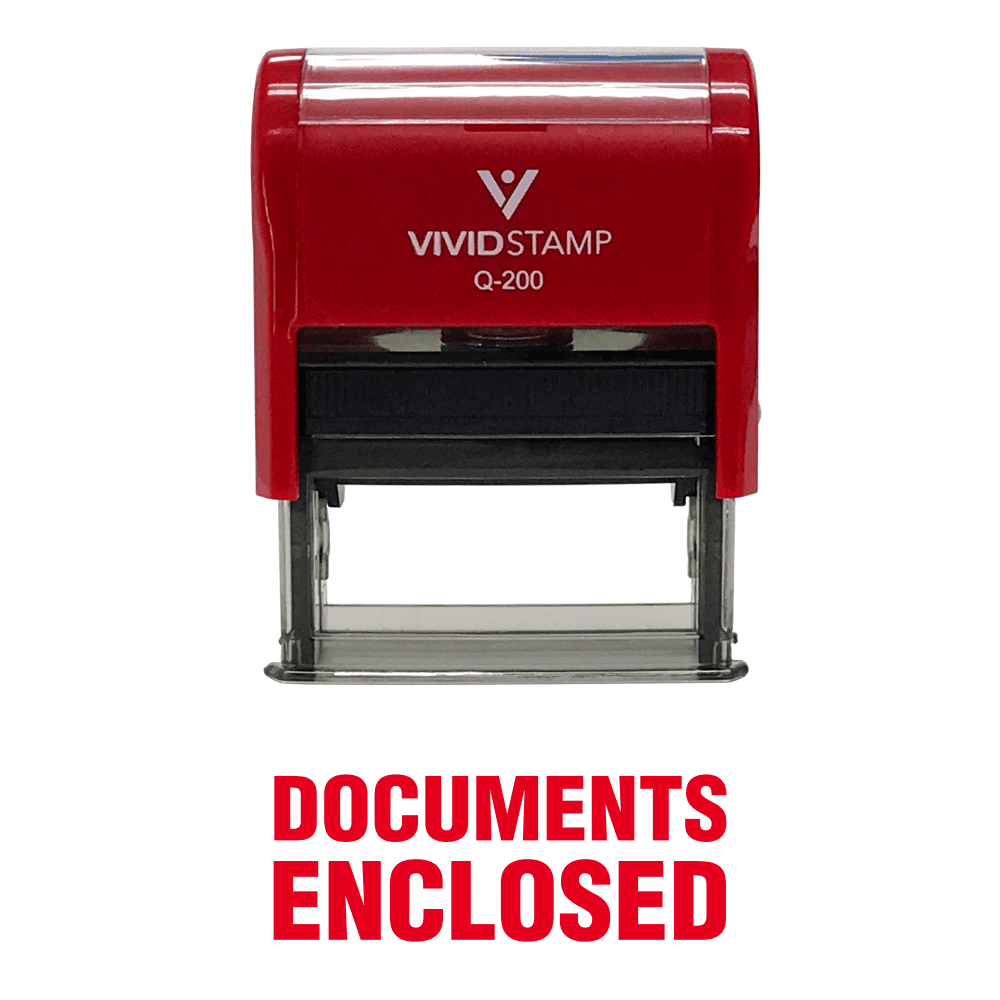 Vivid Stamp Documents Enclosed Self Inking Rubber Stamp (Red Ink) Medium