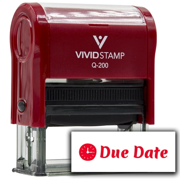 Vivid Stamp Due Date Self-Inking Rubber Stamps Teachers And Schools | Motivational Stamps For Children | Re-inkable Ink Pad (Red Ink) - Q-200