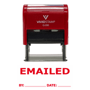 Vivid Stamp Emailed By Date Self-Inking Rubber Stamp (Red Ink) - Medium | Efficient Office Tool for Date Verification and Communication