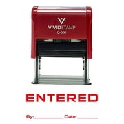 Vivid Stamp Entered Office Self-Inking Office Rubber Stamp Red - Large