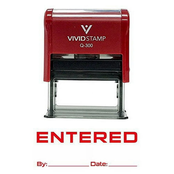 Vivid Stamp Entered Office Self-Inking Office Rubber Stamp (Red) - Large