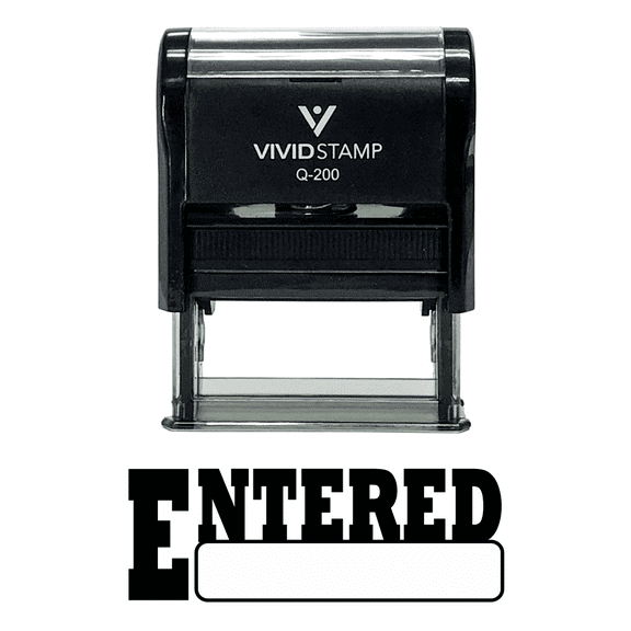 Vivid Stamp Entered Office Self-Inking Office Rubber Stamp (Black)- Medium