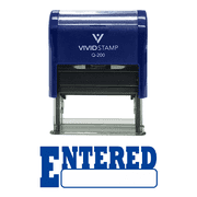 Vivid Stamp Entered Office Self-Inking Office Rubber Stamp - Viewfinder Screen for Precision and Convenience - Blue - Medium