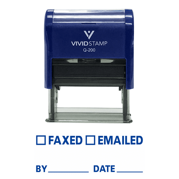 Vivid Stamp FAXED EMAILED BY DATE Self Inking Rubber Stamp (Blue Ink) - Medium
