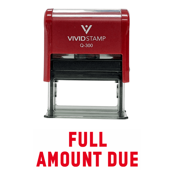 Vivid Stamp FULL AMOUNT DUE Self Inking Rubber Stamp (Red Ink) - Large