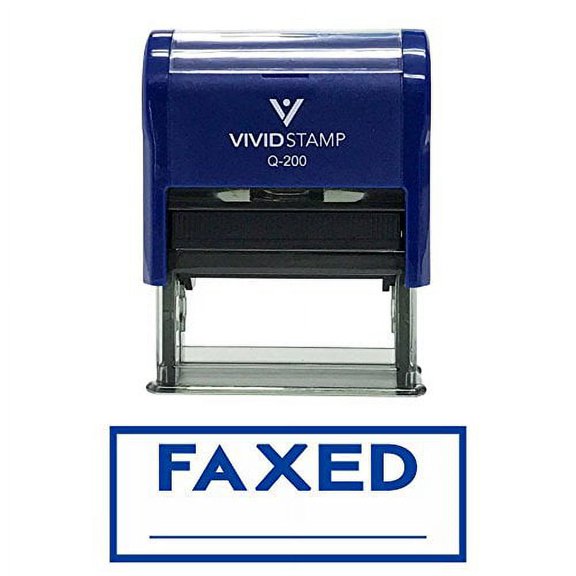 Vivid Stamp Faxed Self-Inking Office Rubber Stamp (Blue) - Large
