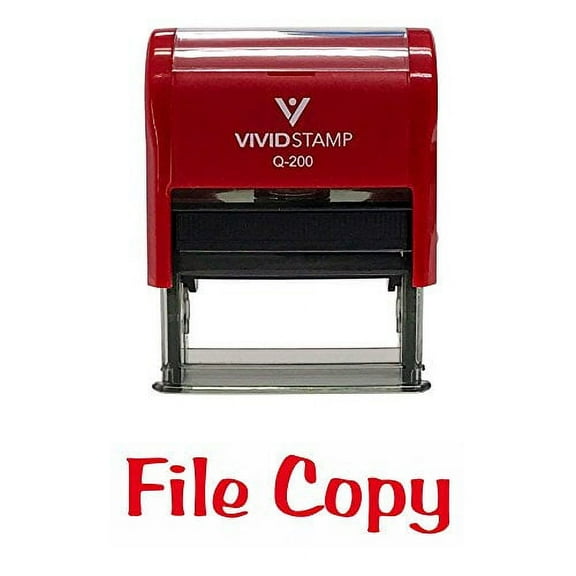Vivid Stamp File Copy Self-Inking Office Rubber Stamp (Red) - Medium | Efficient Document Marking Tool for Replication and Record Keeping