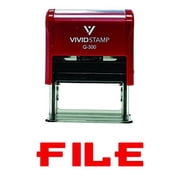 Vivid Stamp File Self-Inking Office Rubber Stamp (Red) - Medium