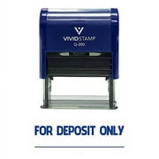 Vivid Stamp For Deposit Only Self-Inking Office Rubber Stamp (Blue Ink) - Medium | Efficient Bank Endorsement Tool for Checks and Documents