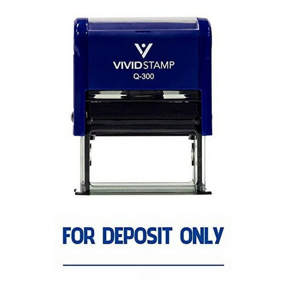 Vivid Stamp For Deposit Only Self-Inking Office Rubber Stamp (Blue) - L