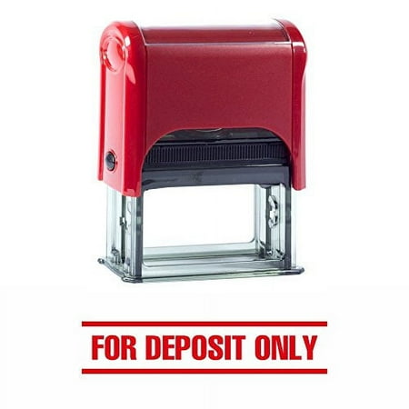 Vivid Stamp For Deposit Only with Bars Self-Inking Office Rubber Stamp (Red) - Medium | Efficient Bank Endorsement Tool for Checks and Documents