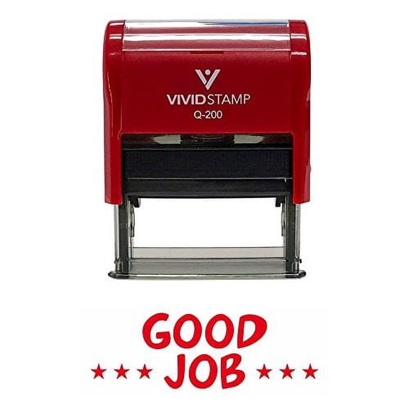 Vivid Stamp Good Job Teachers Self-Inking Office Rubber Stamp (Red) - Medium