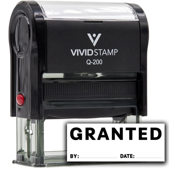 Vivid Stamp Granted By Date Self Inking Rubber Stamp (Black Ink) - Q-200