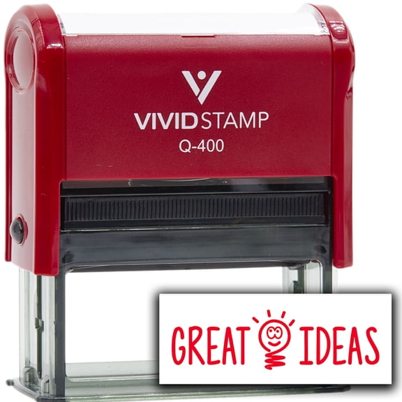 Vivid Stamp Great Ideas Self Inking Rubber Stamp (Red Ink) - Q-400