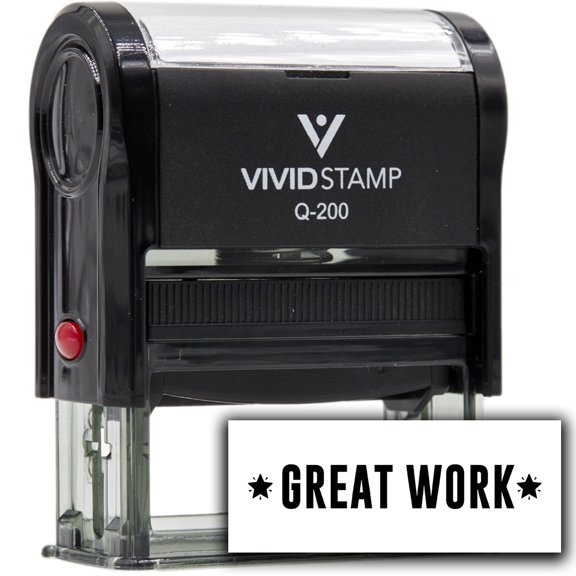 Vivid Stamp Great Work Self-Inking Rubber Stamps (Black Ink) - Q-200