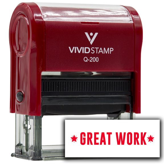 Vivid Stamp Great Work Self-Inking Rubber Stamps (Red Ink) - Q-200