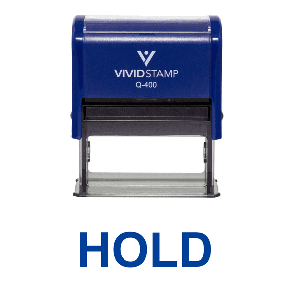 Vivid Stamp HOLD Self Inking Rubber Stamp (Blue Ink) - X-Large
