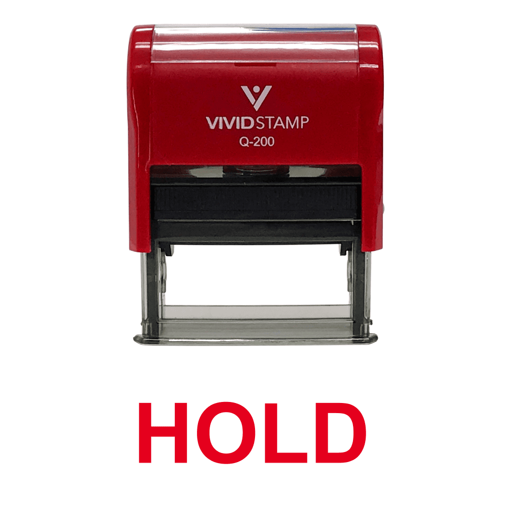 Vivid Stamp HOLD Self Inking Rubber Stamp (Red Ink) - Medium
