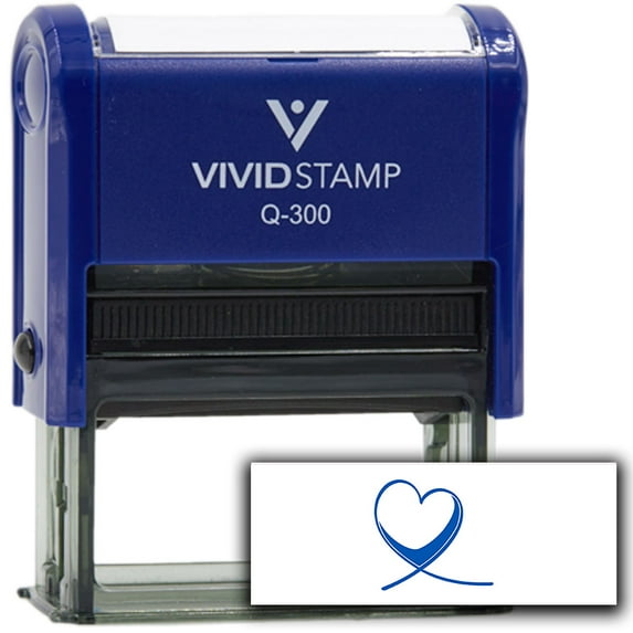 Vivid Stamp Heart Self Inking Rubber Stamp (Blue Ink) - Q-300