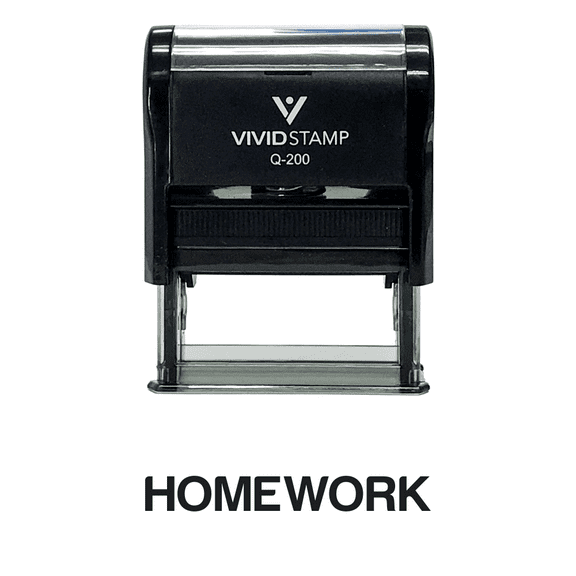 Vivid Stamp Homework Teacher Self Inking Rubber Stamp (Black Ink) - Medium