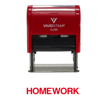 Vivid Stamp Homework Teacher Self Inking Rubber Stamp (Red Ink) - Medium