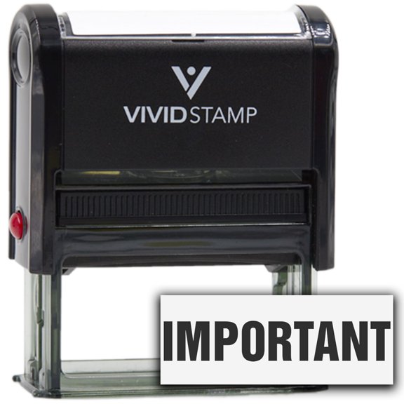 Vivid Stamp IMPORTANT Self Inking Rubber Stamp (Black Ink) - Large