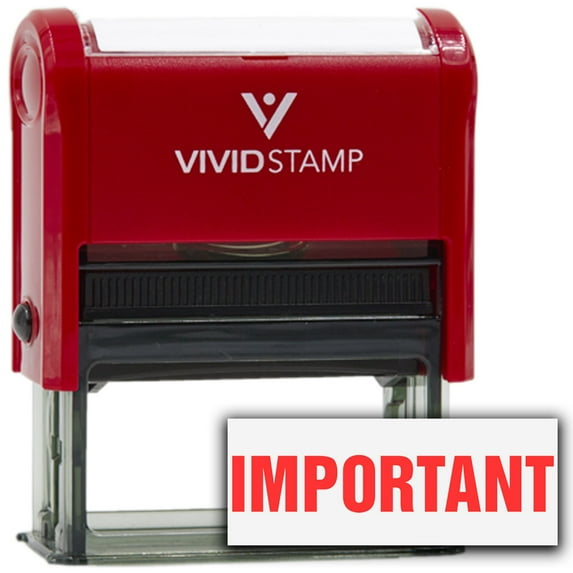 Vivid Stamp IMPORTANT Self Inking Rubber Stamp (Red Ink) - Medium