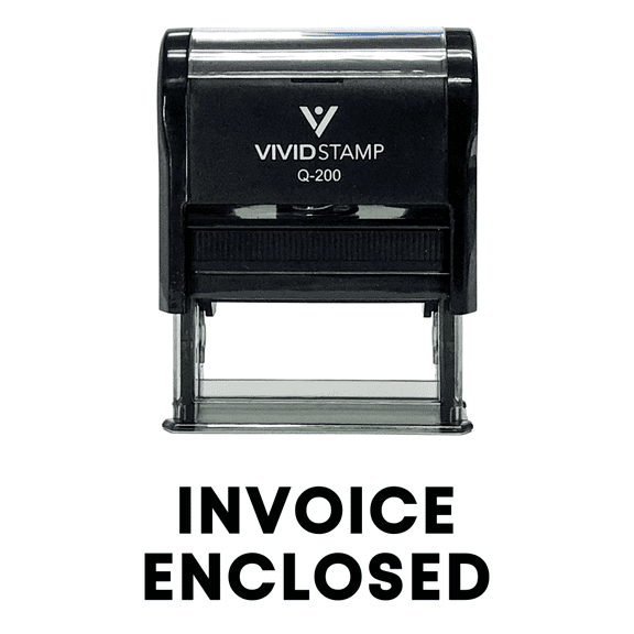 Vivid Stamp INVOICE ENCLOSED Self Inking Rubber Stamp (Black Ink) - Medium