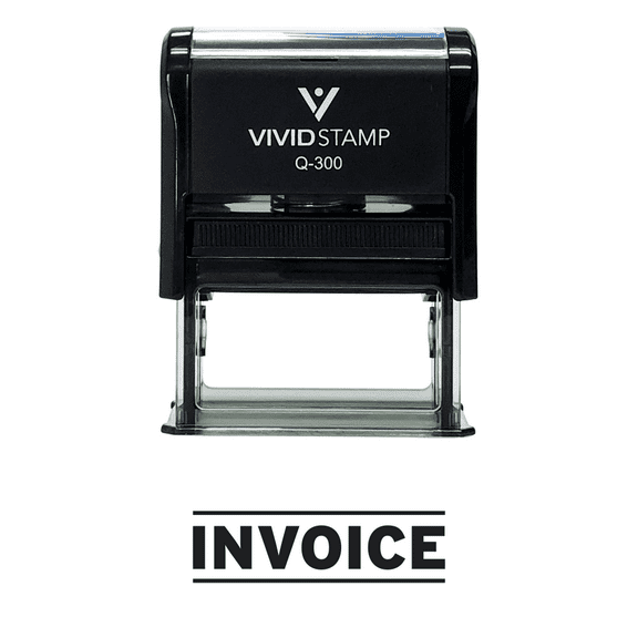 Vivid Stamp INVOICE Self Inking Rubber Stamp (Black Ink) - Large