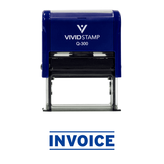 Vivid Stamp INVOICE Self Inking Rubber Stamp (Blue Ink) - Large