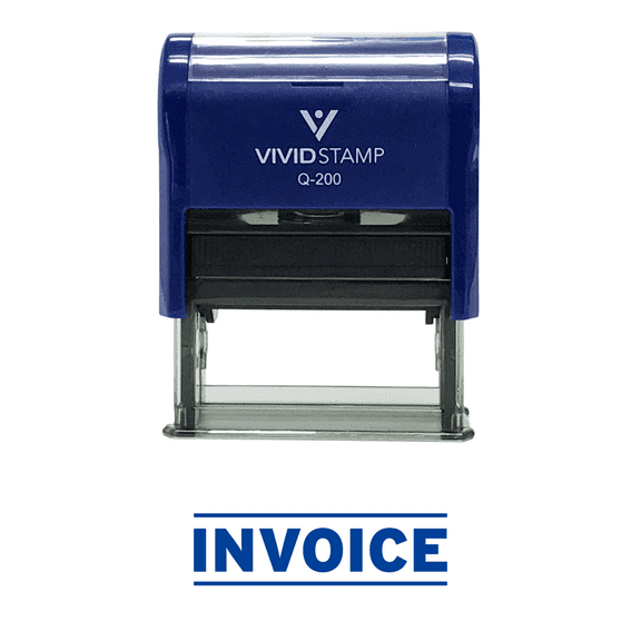 Vivid Stamp INVOICE Self Inking Rubber Stamp (Blue Ink) - Medium