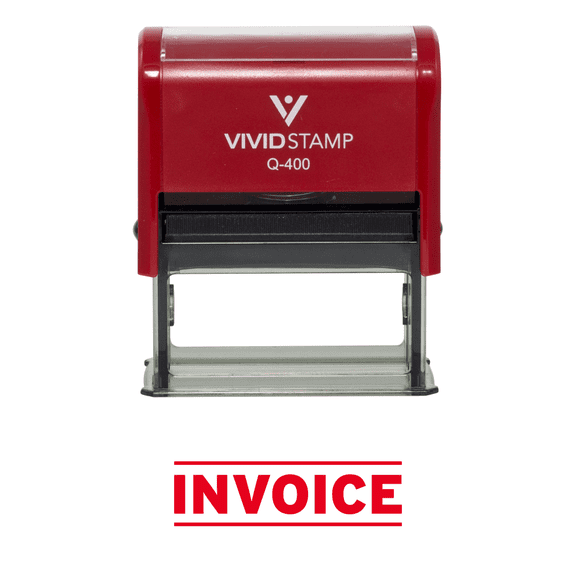Vivid Stamp INVOICE Self Inking Rubber Stamp (Red Ink) - X-Large