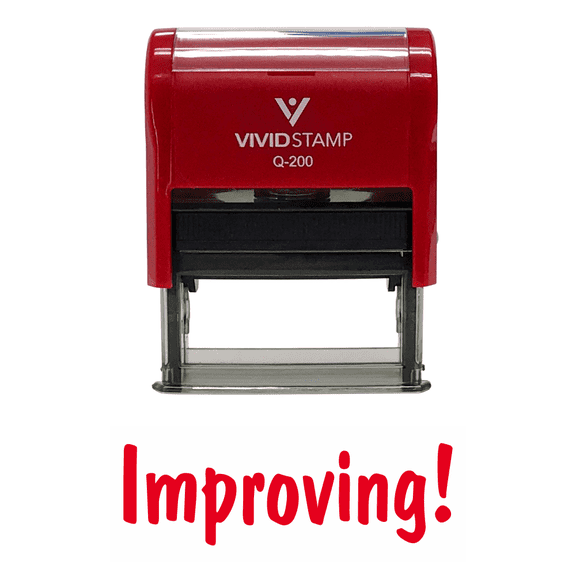 Vivid Stamp Improving Teacher Self Inking Rubber Stamp (Red Ink) - Medium