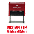 thumbnail image 1 of Vivid Stamp Incomplete Finish And Return Teacher Self Inking Rubber Stamp (Red Ink) - Large, 1 of 2