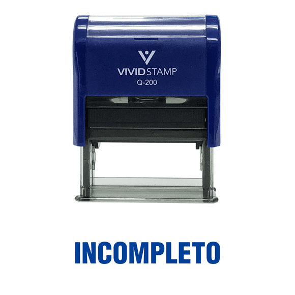 Vivid Stamp Incompleto Spanish Teacher Self Inking Rubber Stamp (Blue Ink) - Medium