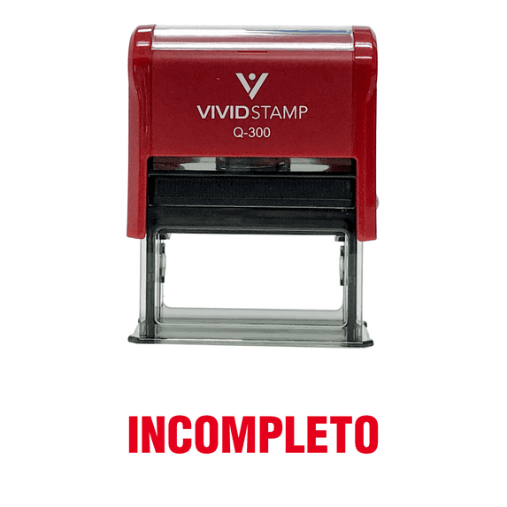 Vivid Stamp Incompleto Spanish Teacher Self Inking Rubber Stamp (Red Ink) - Large