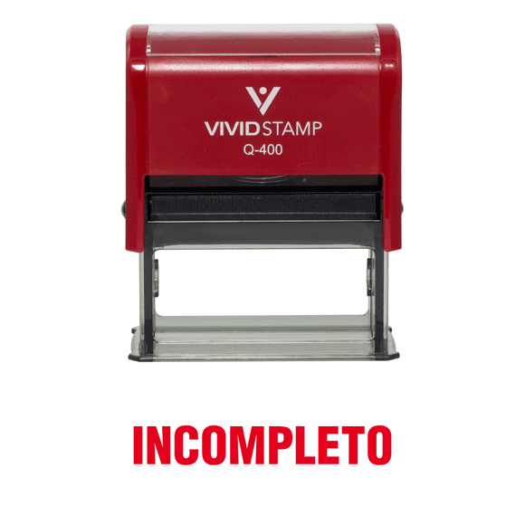 Vivid Stamp Incompleto Spanish Teacher Self Inking Rubber Stamp (Red Ink) - X-Large