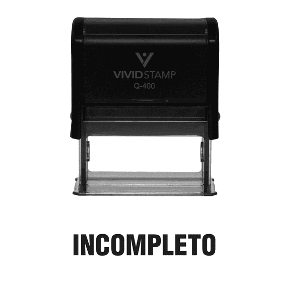 Vivid Stamp Incompleto Spanish Teacher Self Inking Stamp (Black Ink) X-Large