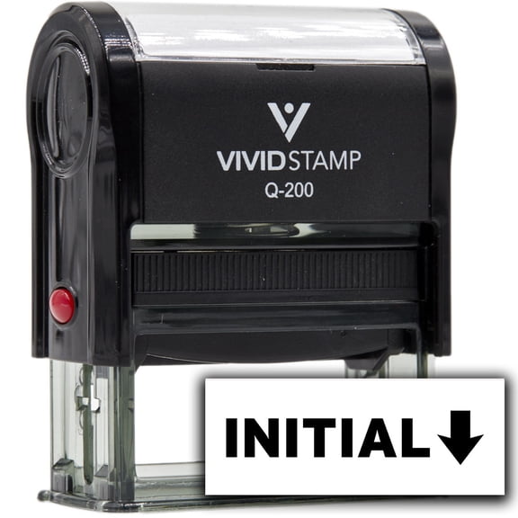 Vivid Stamp Initial (Arrow Right or Down) Self Inking Rubber Stamp (Black Ink) - Q-200