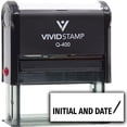 thumbnail image 1 of Vivid Stamp Initial and Date (Pen Pointing Down) Self Inking Rubber Stamp (Black Ink) - Q-400, 1 of 3